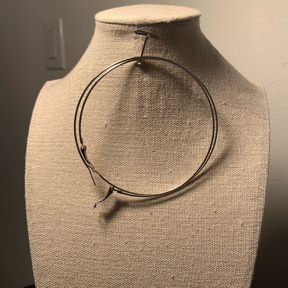 Large hoop earrings lightweight Silver